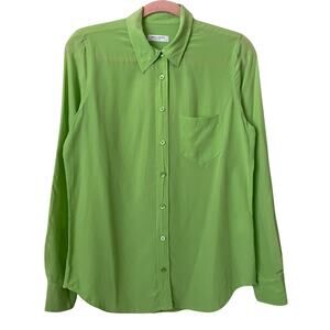 Equipment Shirt Womens Small Green‎ Silk Button Up Long Sleeve Preppy Office
